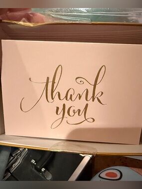 Pink Thank You Cards with Gold Foil Script